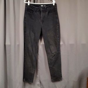 OLD NAVY BLACK O.G. STAIGHT HIGH RISE 12 TALL DISTRESSED JEANS